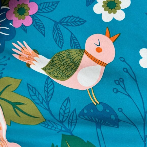 Pillow fort Sham forest Friends pillow sham rabbit bird squirrel teal  single pi - Picture 3 of 9